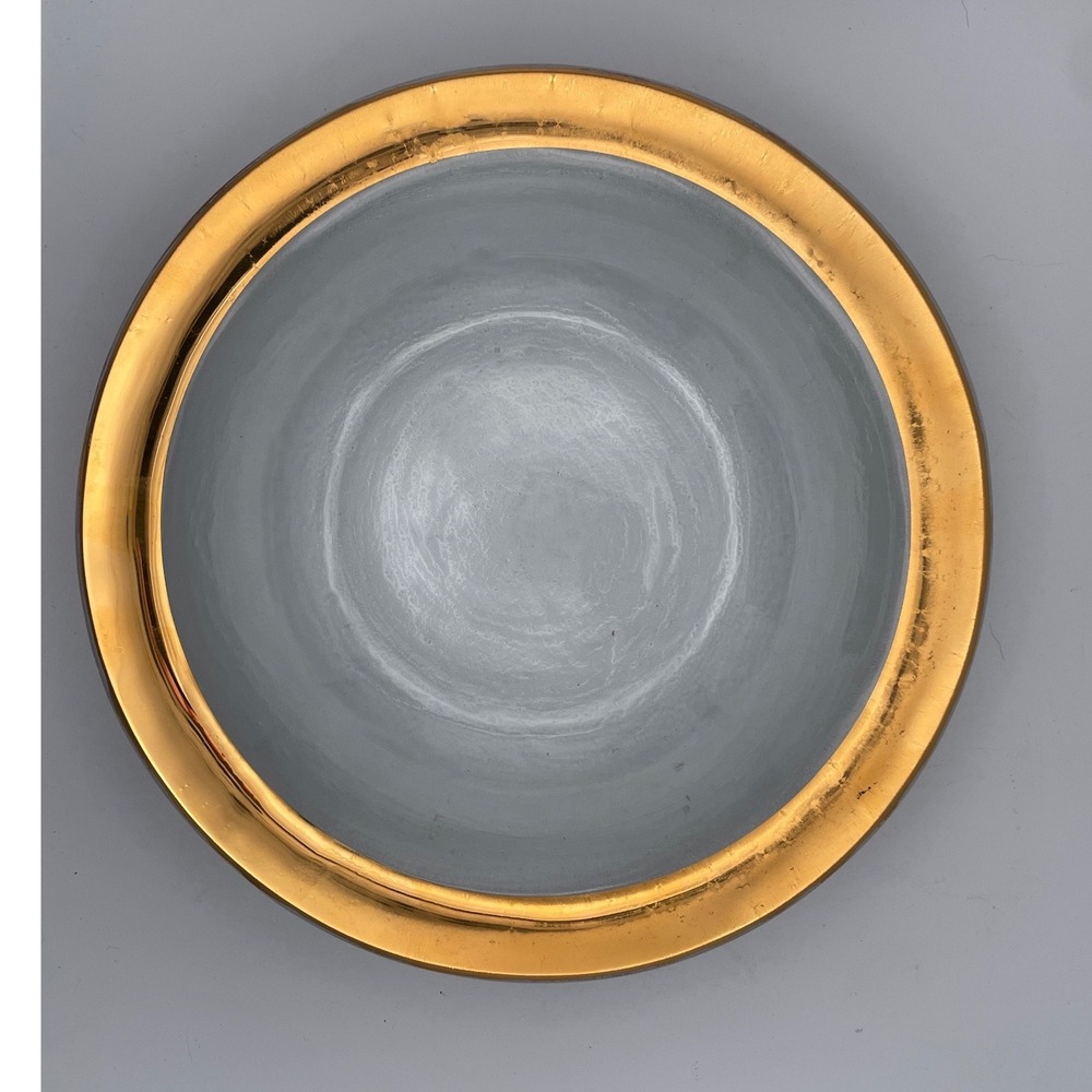 VTG Annieglass Roman Antique 24K Gold Rim Soup Salad Bowl 8.75" Signed Art